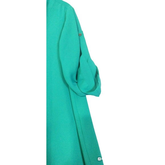 Alfani Blouse Women's L Foam Green Roll Tab Sleeve V Neck Lightweight Cruise - Picture 3 of 9